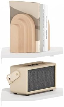 Furinno Rossi Hexagon Floating Shelves for Wall, Set of 2 Geometric Corner Shelf, Wall Mounted Shelves for Bathroom, Hom
