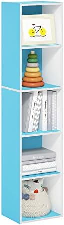 Furinno PASIR Book Shelf, 5-Tier Modern Bookshelf, Open Shelves Bookcase 9 x 12 x 52, Easy Assembly, for Living Room, Be