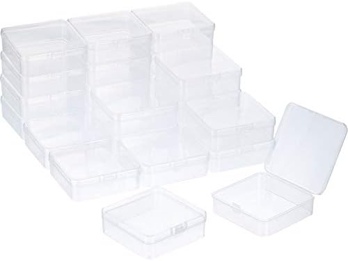 SATINIOR 24 Pcs Small Clear Plastic Container Box, 3.3 x 3.3 x 1.2 in