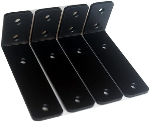 4 Pack - L 5" x H 2" x W1.5, 5mm Thick Black L Shelf Bracket, Iron Shelf Brackets, Metal Shelf Brackets, Floating Shelf,