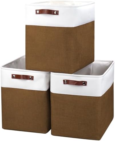 Bagnizer Large Fabric Storage Baskets | 50L Storage Bins, Decorative Linen Closet Baskets with Handles for Organizing, S