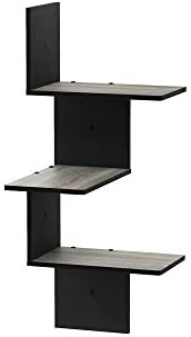 Furinno Rossi 3-Tier Corner Floating Shelves for Wall, French Oak