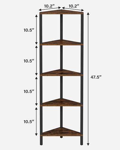 TUTOTAK Corner Shelf, 5-Tier Corner Bookshelf for Small Space