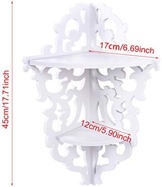 Yosoo White Double Carved Filigree Wall Panels,Wall Corner Shelf, Storage Rack,Flowerpot Bath Holder Bathroom Design Wal