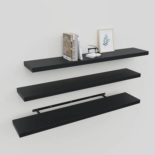 Floating Shelves for Wall Set of 3, 36" Black Wall Shelves for Home Decor