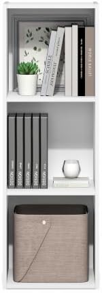 Furinno LUDER Book Shelf, 3-Cube Bookshelf, Bookcase, White