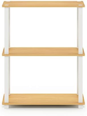 Furinno TURN-S-TUBE Storage Shelves, 3-Tier Book Shelf, Corner Shelf, Toolless Open Shelves, for Organization and Storag