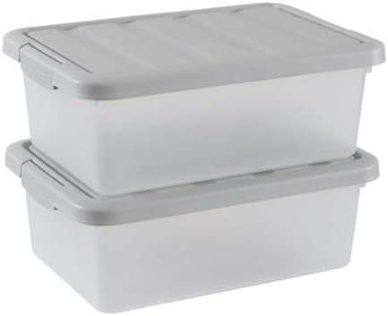 Wekioger 14 Quart Home Latch Storage Container Bin with Grey Lid, 2 Packs