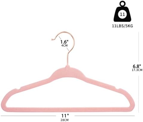 ManGotree Baby Velvet Hangers with Swivel Rose Gold Hook 30 Pack Light Pink