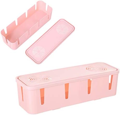 Pink Plug Storage Box for Power Strip, ABS Plastic Cord Organizer