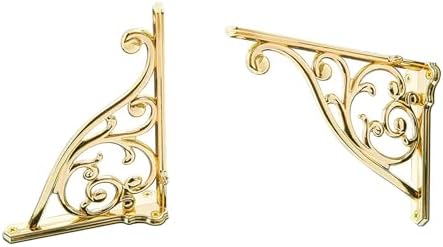 Heavy Duty Solid Stand,8 Inch 4 Pack Gold,Right Angle Wall Panel Support Bracket,Decorative Shelf Bracket,Heavy Duty Vin