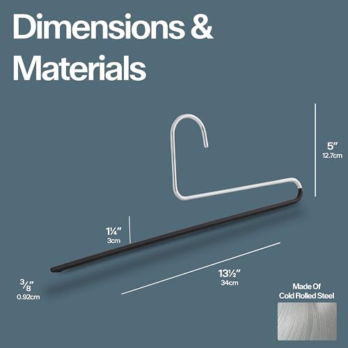 Mawa by Reston Lloyd Reverse Hook Trouser Series Non-Slip Space-Saving Clothes Hanger with Single Rod for Pants, Style KH/35U, Set of 10, White