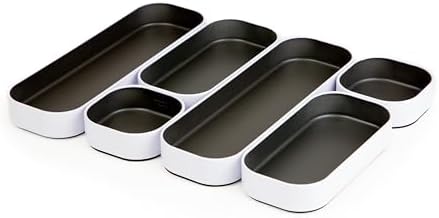 Three by Three Seattle Metal Stacking Bins Drawer Organizer, 6-Pc (Gray)
