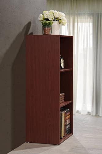 Hodedah 3-Shelf Bookcase in Mahogany