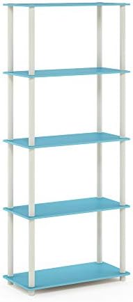 Furinno TURN-N-TUBE Storage Shelves, 5-Tier Book Shelf, Corner Shelf, Toolless Open Shelves, for Organization and Storag