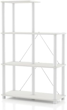 Homes: Inside + Out Apexa Modern 5-Cube Ladder Shelving Units, Collectibles Display Shelves, Easy Assembly Standing Shel