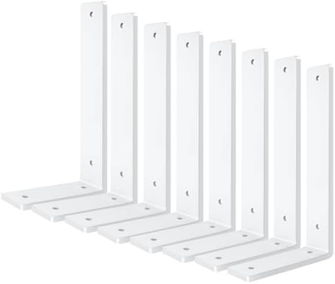 White Floating Shelf Bracket 8 Inch, 8 Pack Heavy Duty Shelf Brackets, Wall Shelf Bracket for DIY Decorative with Mounti