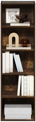 Furinno LUDER Book Shelf, 5-Tier Bookshelf, Bookcase with Open Shelves, 9.4 x 15.8 x 52, Easy Assembly, for Living Room,