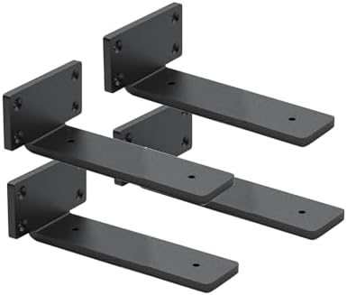 4 Pack Shelf Brackets 8 Inch Floating Shelf Bracket 1/5 inch Thick Heavy Duty Hidden Shelf Brackets Iron Metal Brackets 