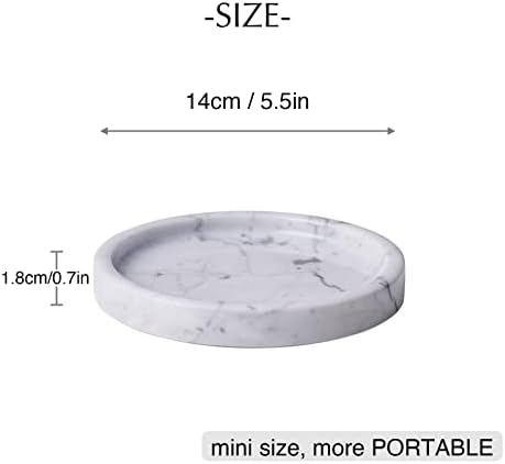 Italian 100% Marble Round Vanity Tray 5.5'', Decorative & Fruit Serving Trays for Bathroom, Kitchen, Nightstand, Jewelry