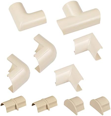 D-Line Medium Cable Raceway Accessory Pack, Join 1.18in x 0.59in Cord Cover Lengths, 10 Accessories Included, Hide Cords
