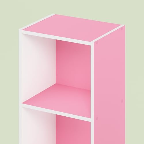 Hagen 4-Tier Open Shelf Bookcase, Bookshelf, for Living Room and Home Office, Blush Pink/White