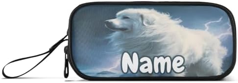 Custom Great Pyrenees Dog Pencil Case Box Boys Girls Personalized Name Large Pencil Pouch Stationery Pen Bag Organizer for Kids Adults School Office