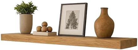 joelsantiques 54 inch Wooden Floating Shelves for Wall - 54x6x2 in, High End Solid Natural Wood, Heavy Duty Bracket, Wal