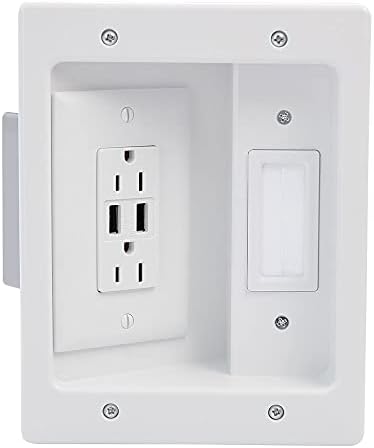 Legrand - OnQ in Wall Cable Management Kit with USB, TV Outlet Wall Kit Hides Cords, in Wall TV Power Kit Works with All