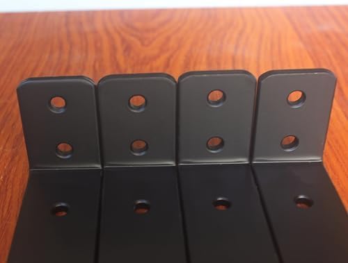 12 Pack - L 5" x H 2" x W1.5, 5mm Thick Black L Shelf Bracket, Iron Shelf Brackets, Metal Shelf Brackets, Floating Shelf