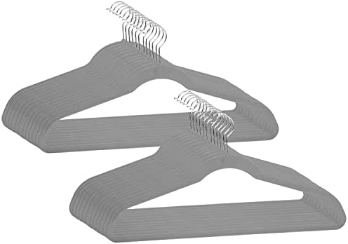 Simplify Extra Wide 21” Velvet Coat Hangers | 24 Pack | Slim Design | Heavy Duty | Holds 10 Pounds | Closet Organization | Shirt & Clothes | Grey
