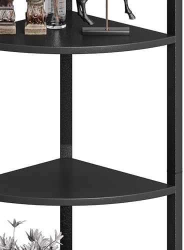 6 Tier Corner Shelf 63.1" Tall Corner Shelves Stand Ladder Shelf Black