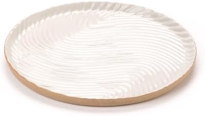 Vanity Tray with Brown Trim - Candle & Perfume Holder Organizer - Round White 11"11" - Home Decor for Dresser, Table, Ba
