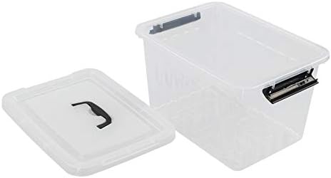 Idomy 1-Pack Clear Plastic Storage Latch Box with Lids, 10 L Storage Bin