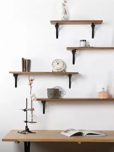 Decorative Shelf Bracket 12 inch Black Brackets for Shelving Solid Heavy Duty Vintage DIY Projects Hardware Included 2 P