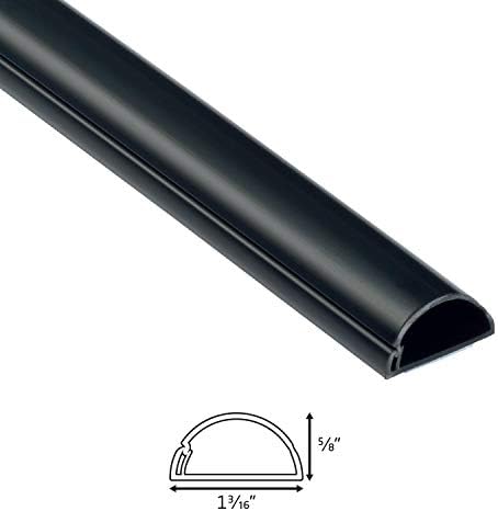 D-Line Cable Management Box (Large) & Medium Cable Raceway Length 1.18" (W) x 0.59" (H) x 39" Length - Black