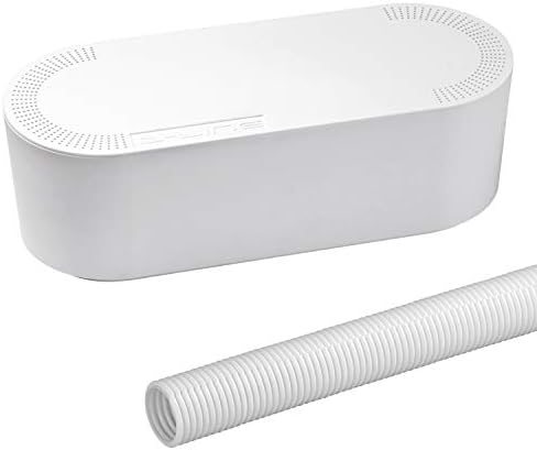 D-Line Large White Cable Management Box and D-Line White Cable Tube Bundle