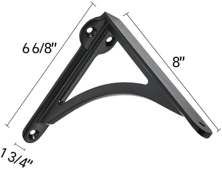 Khtumeware 100% Solid Brass Decorative Shelf Brackets, 8-inch Wall-Mounted Shelving Brackets, 2-Pack Matte Black Vintage