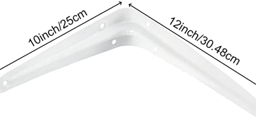 ZOENHOU 24 Pack 10 x 12 Inch White Shelf Brackets, Heavy Duty L Bracket Support with 144 Screws and 72 Expansion Tubes, 