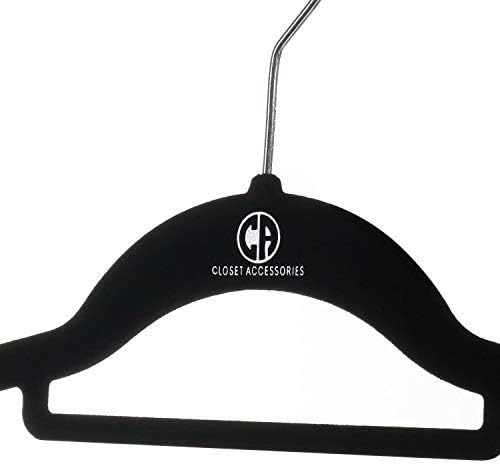 Velvet Hangers, 50 Pack, Sturdy Heavy Duty Hangers Including Tie Bar, Notches, Rounded Shoulder, Non Slip Material, and 360° Chrome Hook. (Black)