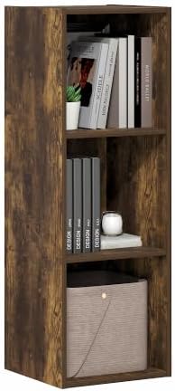 Furinno LUDER Book Shelf, 3-Cube Bookshelf, Bookcase, Amber Pine