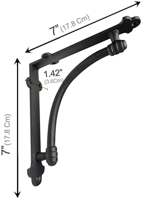 NACH Decorative Shelf Brackets, 2 Pack of 7 x 1.5 x 7 inch Black Cast Iron Shelf Brackets - Decorative Brackets for Moun