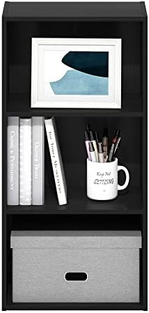 Furinno LUDER 3-Tier Book Shelf, Open Shelves Bookshelf, Blackwood