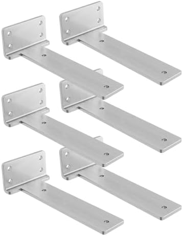 Stainless Steel Floating Shelf Brackets 6 inch 6 Pack L Brackets for Floating Shelves Heavy Duty Shelf Bracket for DIY S