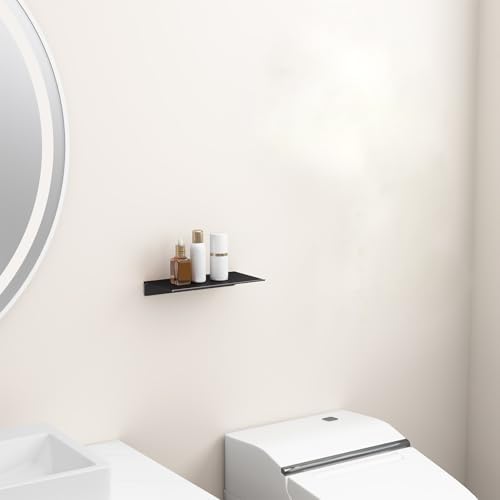 Danpoo 8 inch Small Floating Shelf for Wall Organizer & Storage, Mini Display Shelf, Metal Wall Shelf for Bathroom, Livi