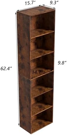 Wooden 6 Cube Storage Organizer, Vintage Brown 6 Cube Storage Shelf, 6 Tier Closet Organizers Storage Cubes Display Cubb