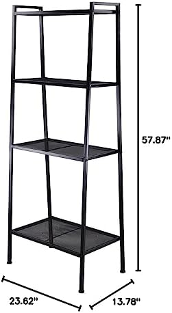 Azadx Ladder Shelf Bookcase, 4-Tier Multipurpose Iron Widen Ladder Bookshelf Plant Storage Organizer Rack, Shelf Display
