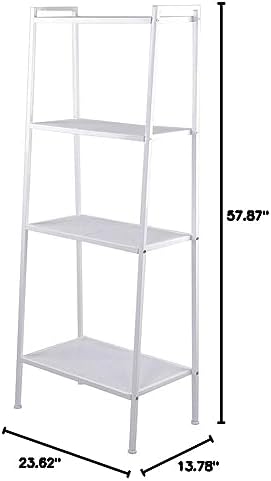 Azadx Ladder Shelf Bookcase, 4-Tier Multipurpose Iron Widen Ladder Bookshelf Plant Storage Organizer Rack, Shelf Display