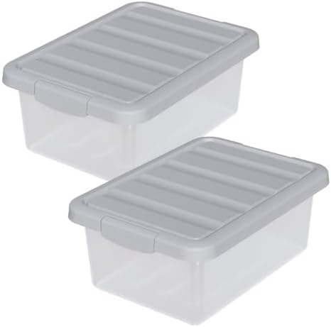 2 Pack Storage Bins with Lids, Stackable Plastic Containers, 14 Qt