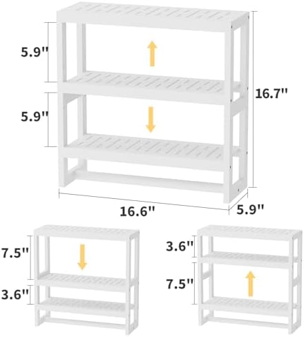 Bathroom Shelves with Hanging Bar Over Toilet Storage - Adjustable Wall Organizer (White)